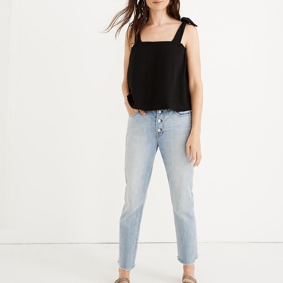 NWT Madewell The High-Rise Slim Crop Boyjean Fitzgerald Wash Button Front W 36 - Picture 1 of 13